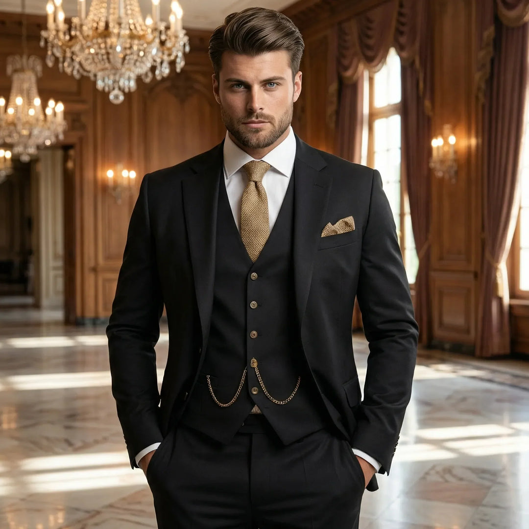 Jacek | Garnitur Męski Trzyczęściowy Slim Fit