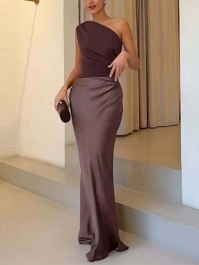 Anita | Sukienka Maxi Damska One Shoulder Plisowana