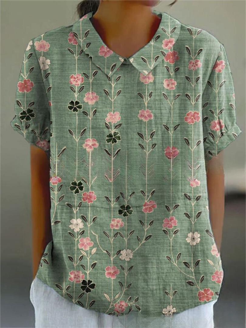 Maja | Bluzka Damska W Kwiaty Vintage Casualowa