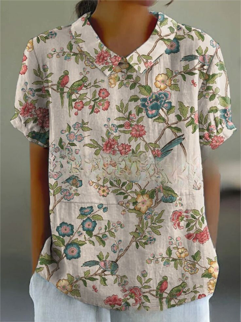Maja | Bluzka Damska W Kwiaty Vintage Casualowa