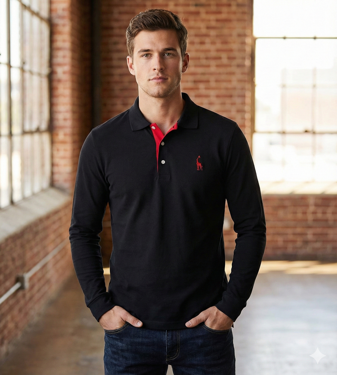 Marcin | Koszulka Polo Męska Z Długim Rękawem Slim Fit Casualowa