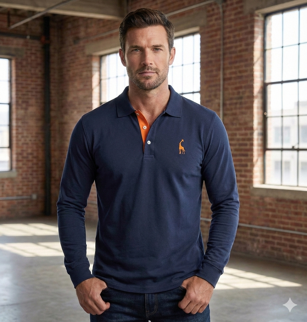 Marcin | Koszulka Polo Męska Z Długim Rękawem Slim Fit Casualowa