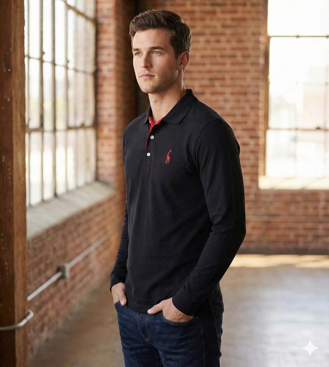 Marcin | Koszulka Polo Męska Z Długim Rękawem Slim Fit Casualowa