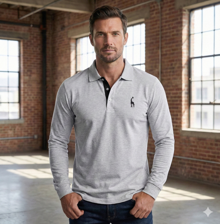 Marcin | Koszulka Polo Męska Z Długim Rękawem Slim Fit Casualowa