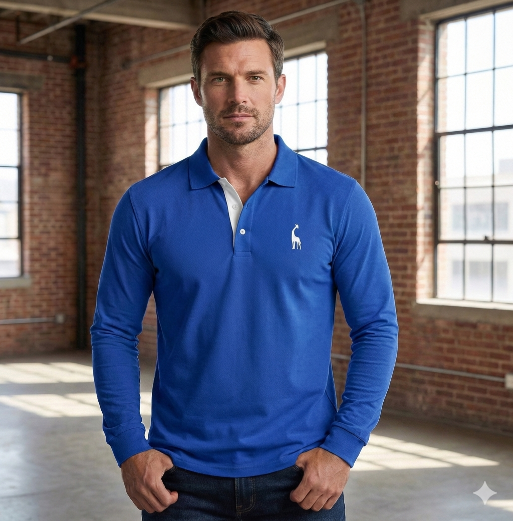 Marcin | Koszulka Polo Męska Z Długim Rękawem Slim Fit Casualowa