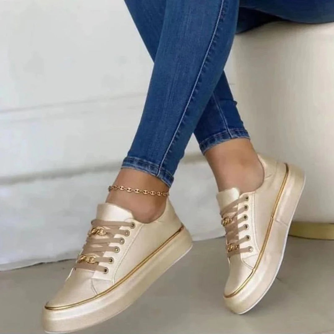 Natalia | Sneakersy Damskie ze Złotym Detalem