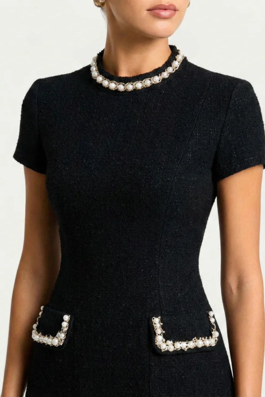 Marta | Sukienka Damska Mini Kieszenie Perły