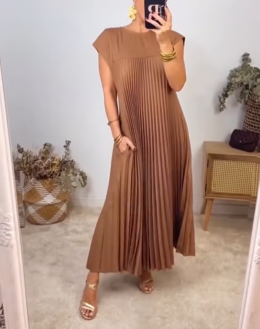 Aleksandra | Sukienka Damska Długa Bez Rękawów Casualowa Z Kieszeniami