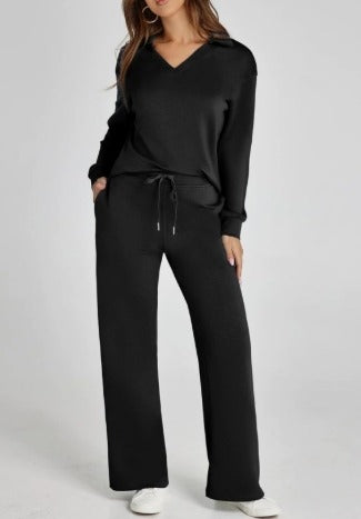 Karolina | Komplet Damski Casual Bluza Zip Spodnie Szerokie