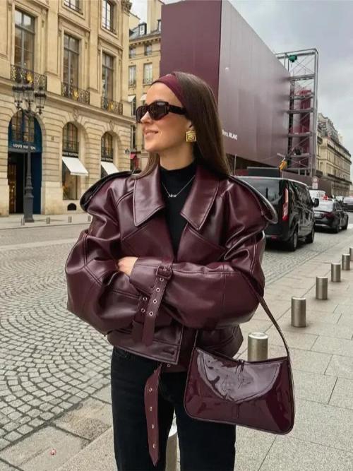 Karolina | Kurtka damska oversize z paskiem w talii
