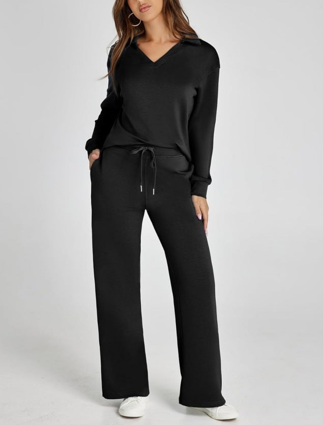 Karolina | Komplet Damski Casual Bluza Zip Spodnie Szerokie