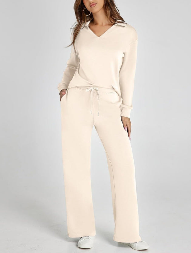 Karolina | Komplet Damski Casual Bluza Zip Spodnie Szerokie