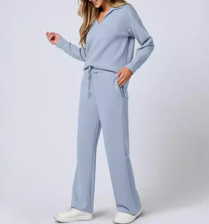 Karolina | Komplet Damski Casual Bluza Zip Spodnie Szerokie
