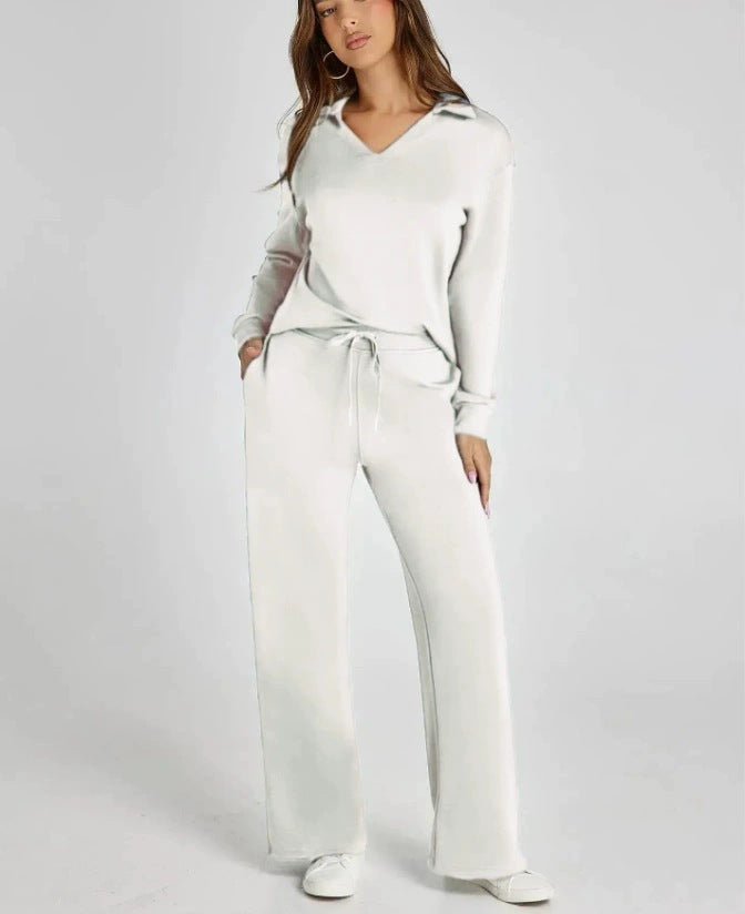Karolina | Komplet Damski Casual Bluza Zip Spodnie Szerokie