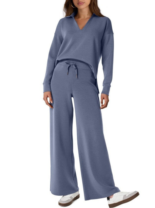 Karolina | Komplet Damski Casual Bluza Zip Spodnie Szerokie