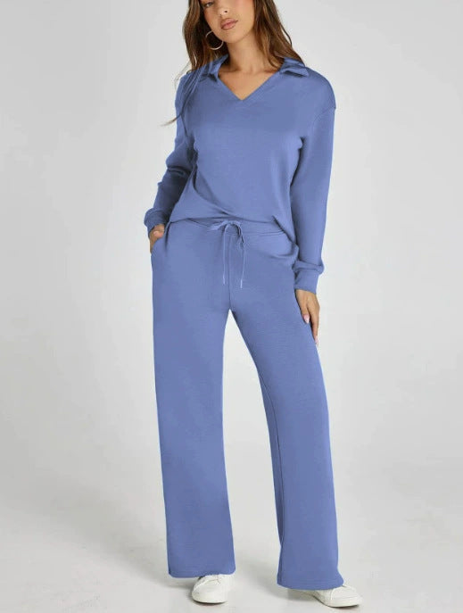 Karolina | Komplet Damski Casual Bluza Zip Spodnie Szerokie