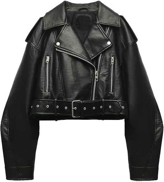 Monika | Kurtka Cropped Belted Moto