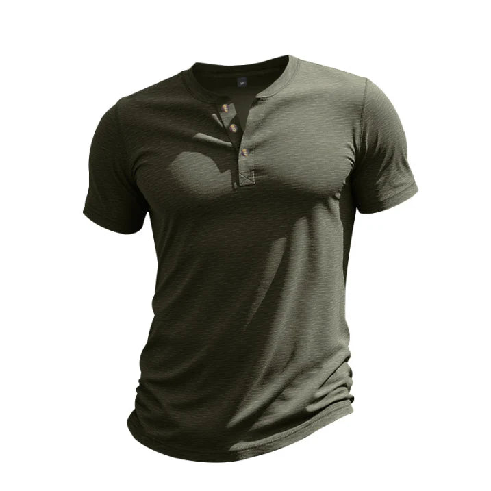 Kamil | Koszulka Męska Henley Z Krótkim Rękawem Casualowa