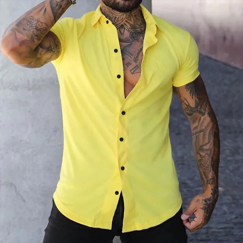 Marcin | Koszula Męska Slim Fit Z Krótkim Rękawem Letnia Elegancka