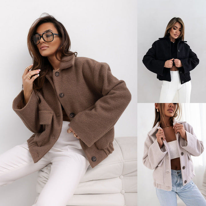 Lidia | Kurtka damska wełniana oversize z kieszeniami