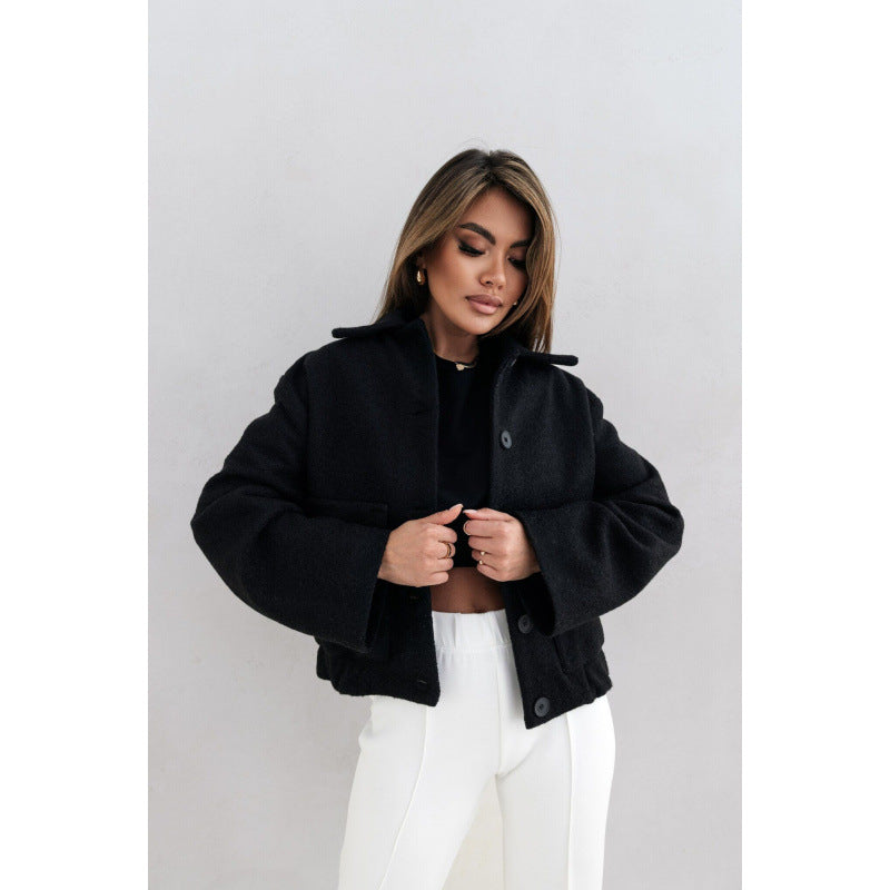 Lidia | Kurtka damska wełniana oversize z kieszeniami