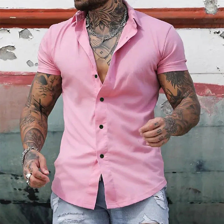 Marcin | Koszula Męska Slim Fit Z Krótkim Rękawem Letnia Elegancka