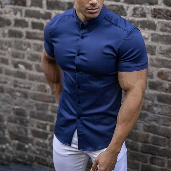 Marcin | Koszula Męska Slim Fit Z Krótkim Rękawem Letnia Elegancka