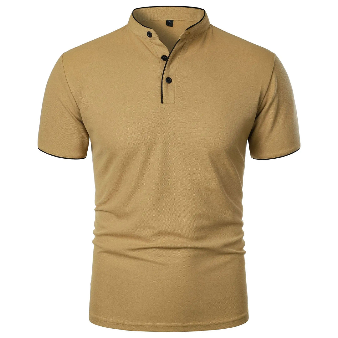 Tomasz | Koszulka Polo Męska Slim Fit Stójka Z Guzikami