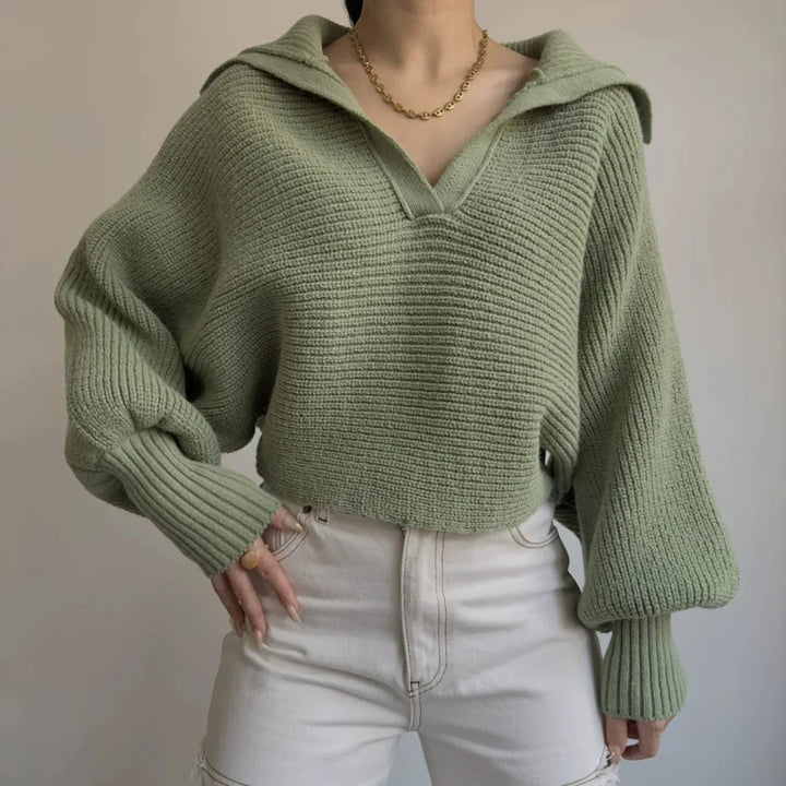 Magdalena | Sweter Damski Z Prążkowanej Dzianiny