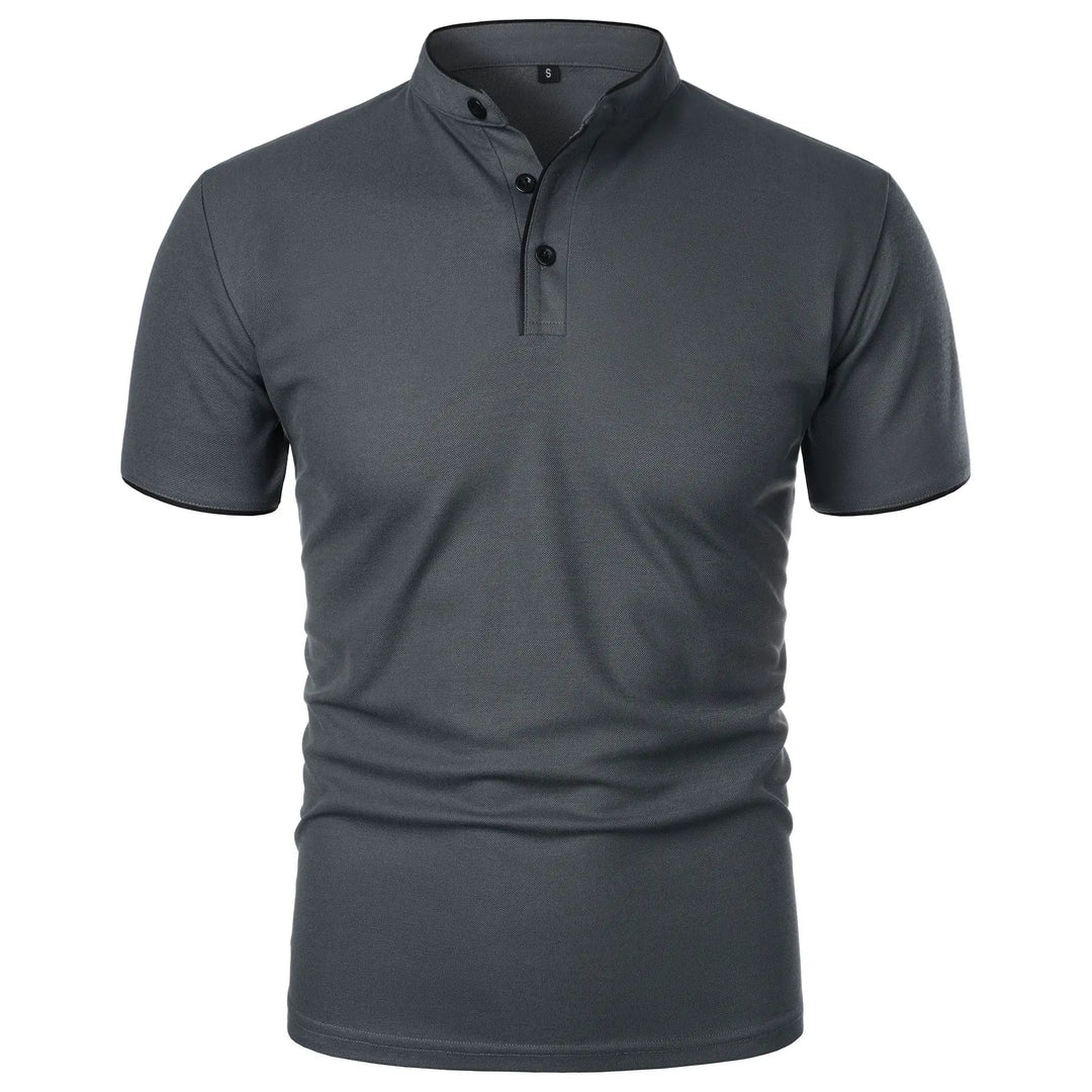 Tomasz | Koszulka Polo Męska Slim Fit Stójka Z Guzikami