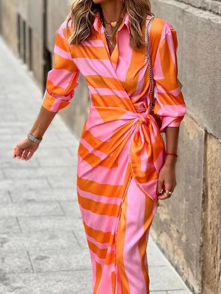 Karolina | Sukienka Midi Damska Kopertowa Casualowa Elegancka