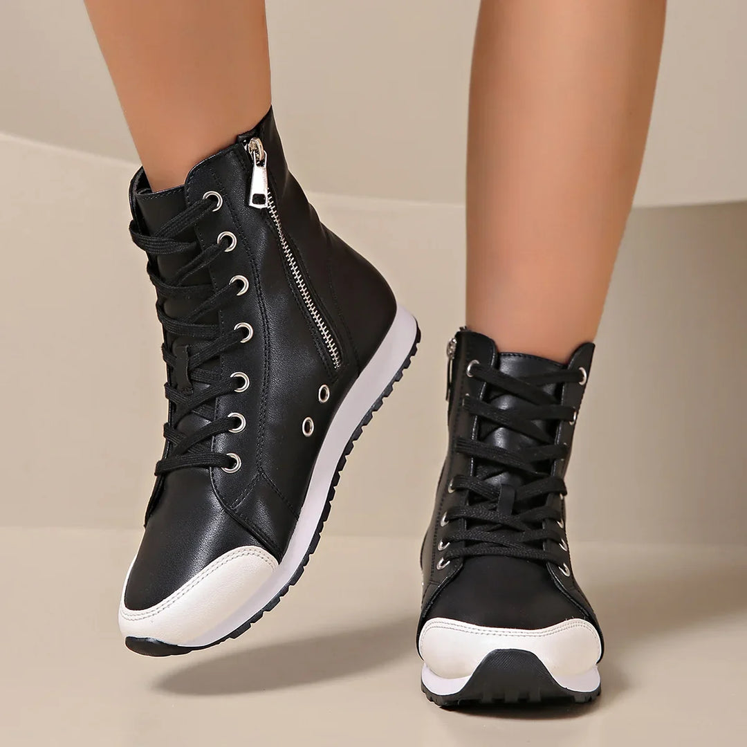Sneakersy Damskie Wysokie Sznurowane