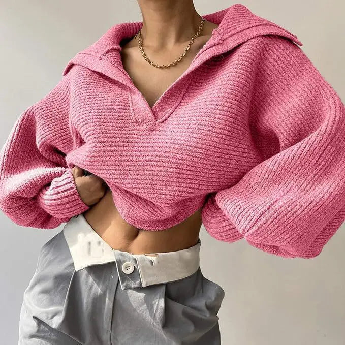 Magdalena | Sweter Damski Z Prążkowanej Dzianiny