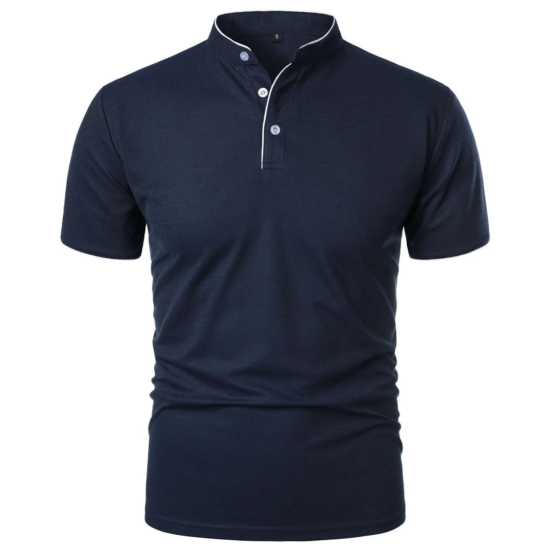 Tomasz | Koszulka Polo Męska Slim Fit Stójka Z Guzikami