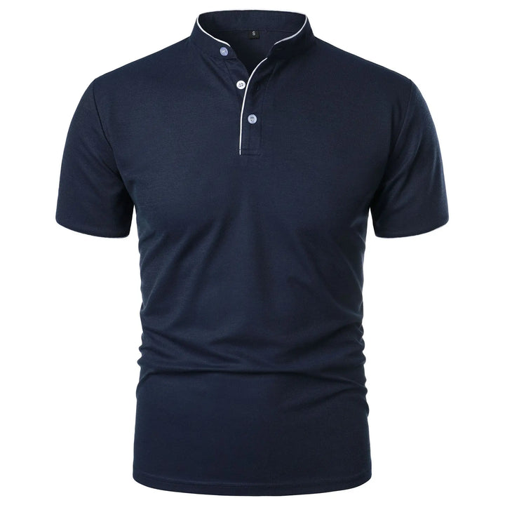 Tomasz | Koszulka Polo Męska Slim Fit Stójka Z Guzikami