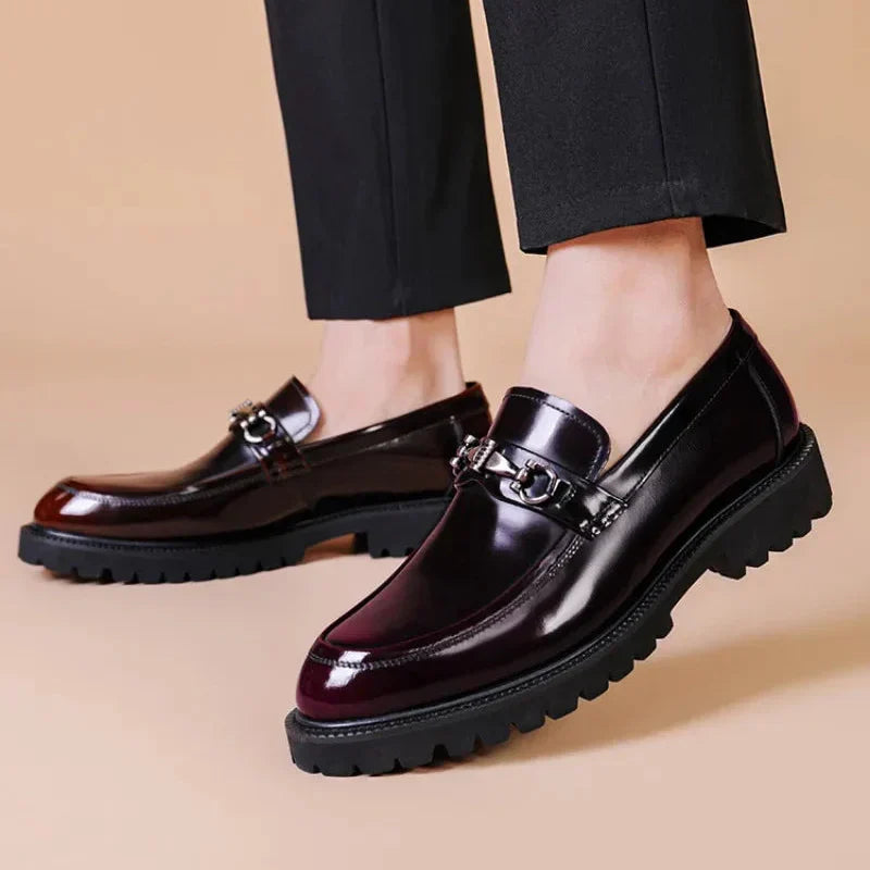 Bartosz | Mokasyny męskie skórzane z metalową klamrą