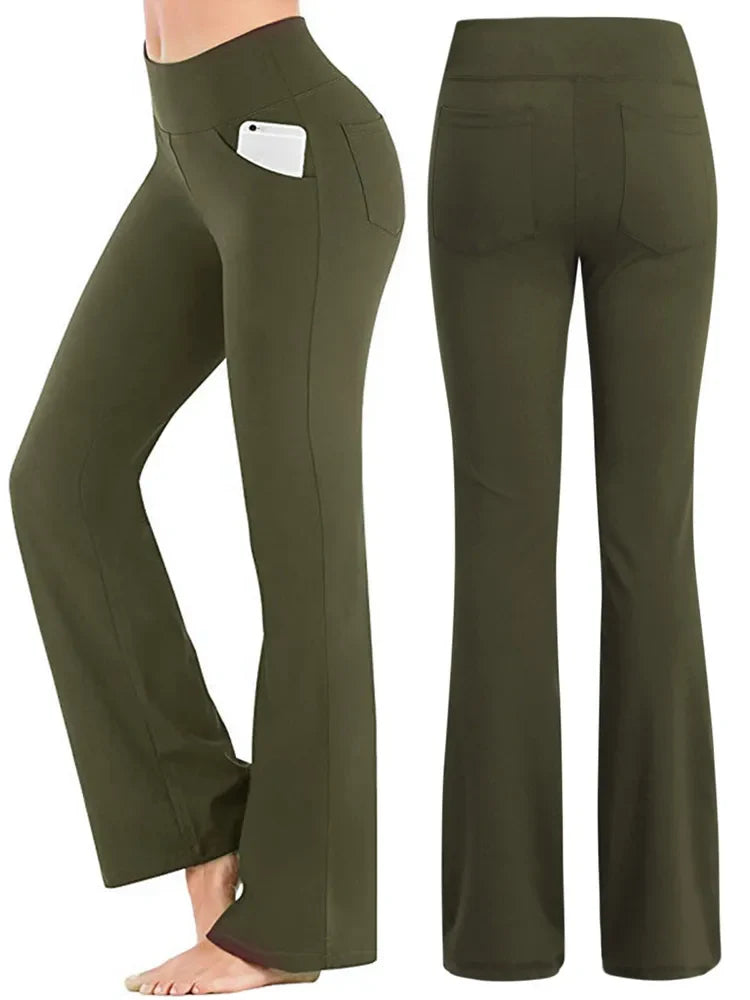 Anna | Spodnie Bootcut Damskie Eleganckie Z Kieszeniami