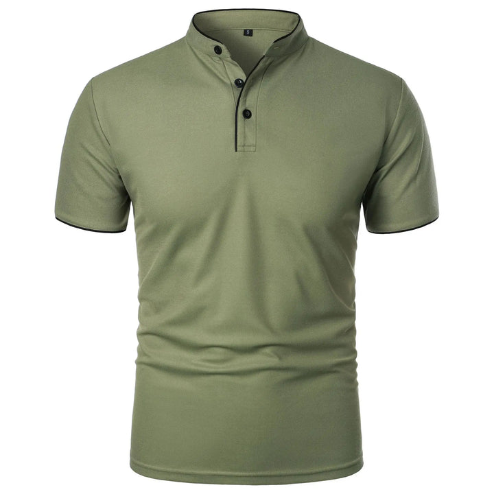 Tomasz | Koszulka Polo Męska Slim Fit Stójka Z Guzikami