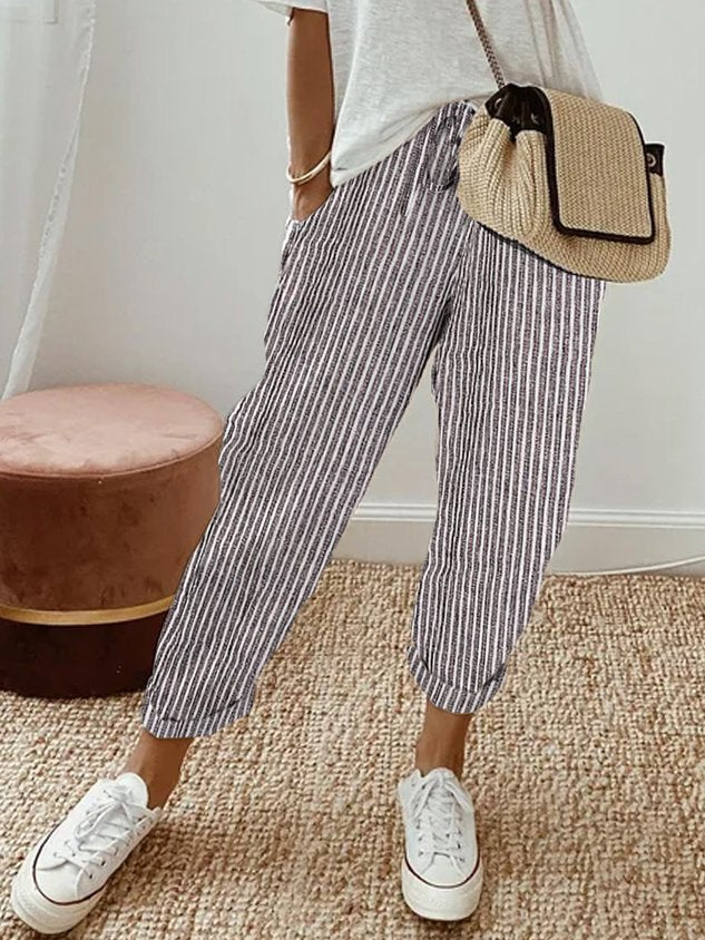 Natalia | Spodnie Damskie Lniane Szerokie Letnie