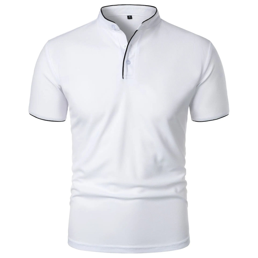 Tomasz | Koszulka Polo Męska Slim Fit Stójka Z Guzikami