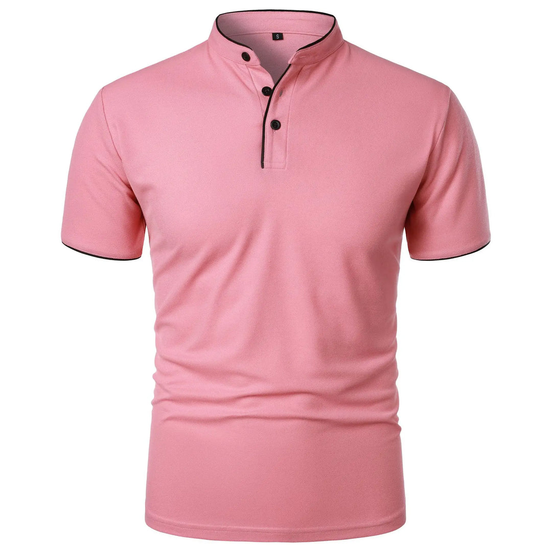 Tomasz | Koszulka Polo Męska Slim Fit Stójka Z Guzikami