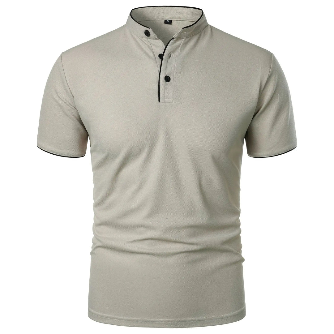 Tomasz | Koszulka Polo Męska Slim Fit Stójka Z Guzikami