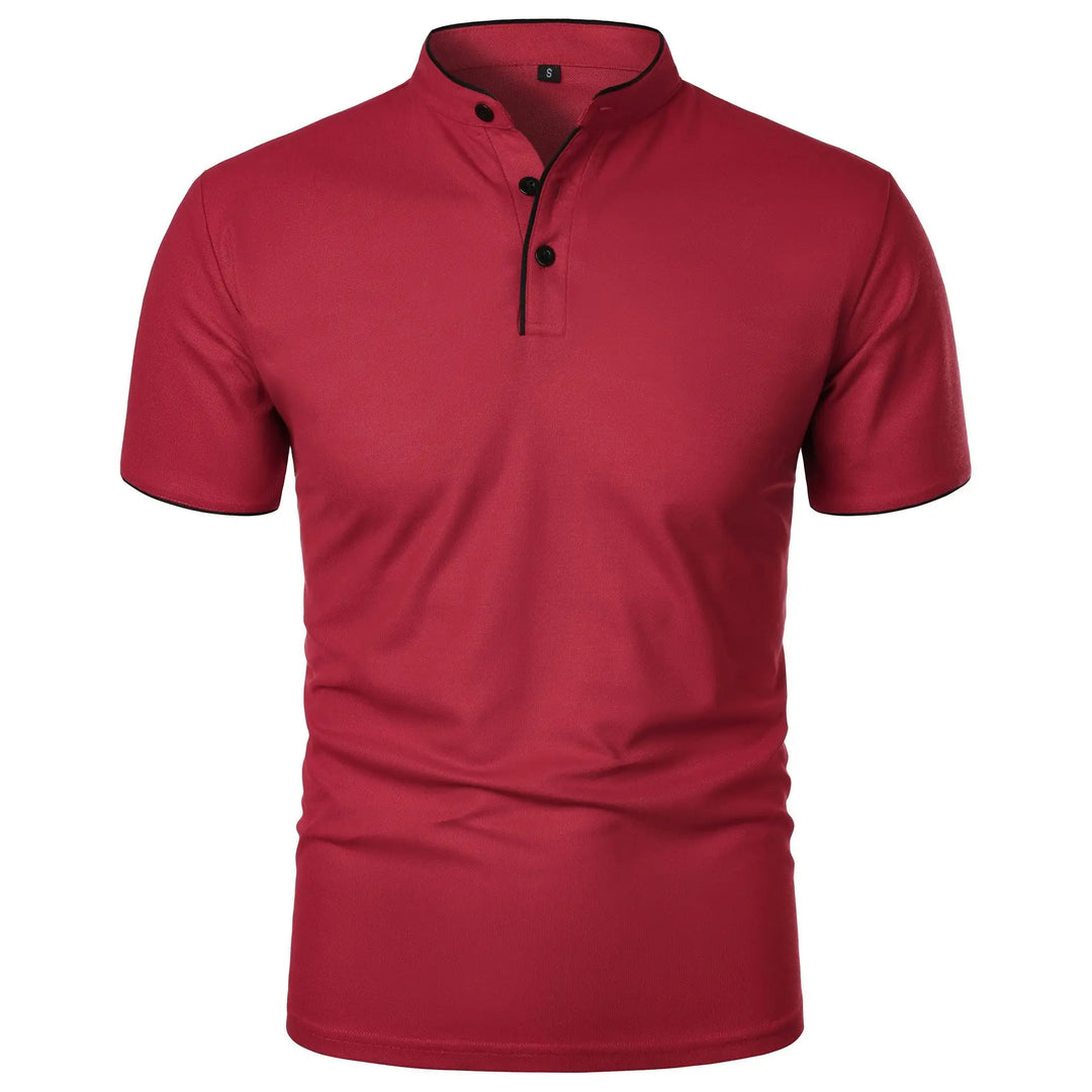 Tomasz | Koszulka Polo Męska Slim Fit Stójka Z Guzikami