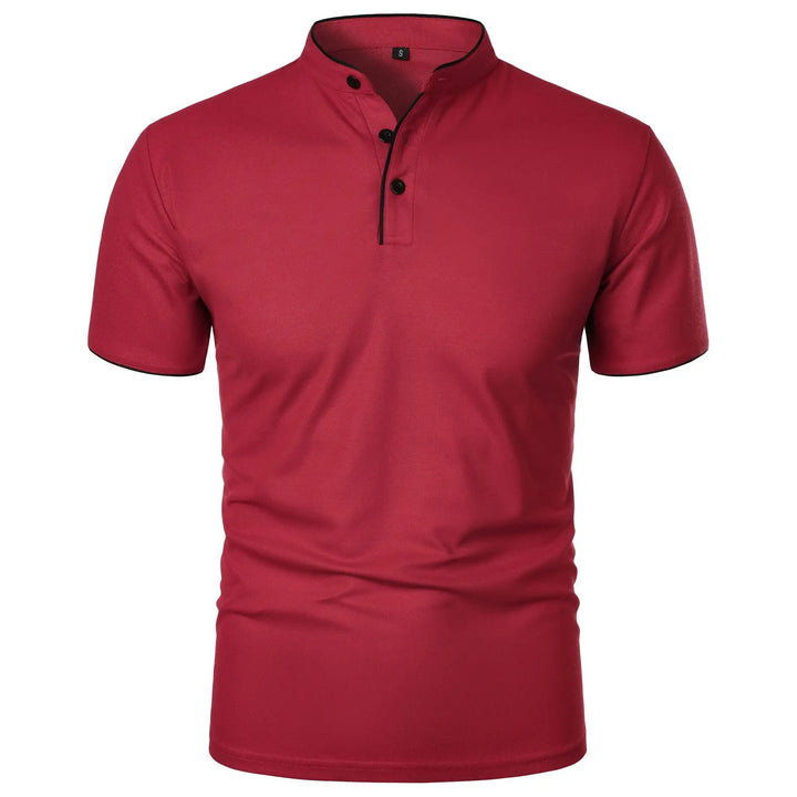 Tomasz | Koszulka Polo Męska Slim Fit Stójka Z Guzikami