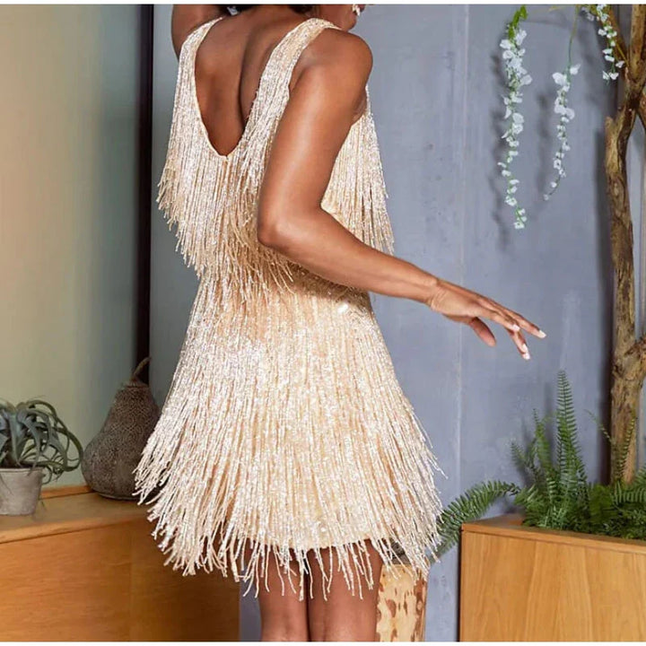 Natalia | Sukienka Koktajlowa Damska Z Fredzlami I Piórami