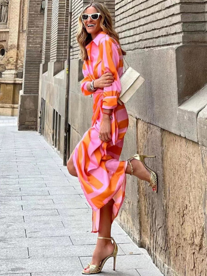 Karolina | Sukienka Midi Damska Kopertowa Casualowa Elegancka