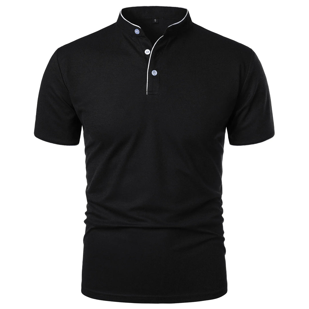 Tomasz | Koszulka Polo Męska Slim Fit Stójka Z Guzikami