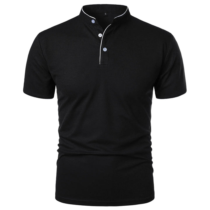 Tomasz | Koszulka Polo Męska Slim Fit Stójka Z Guzikami