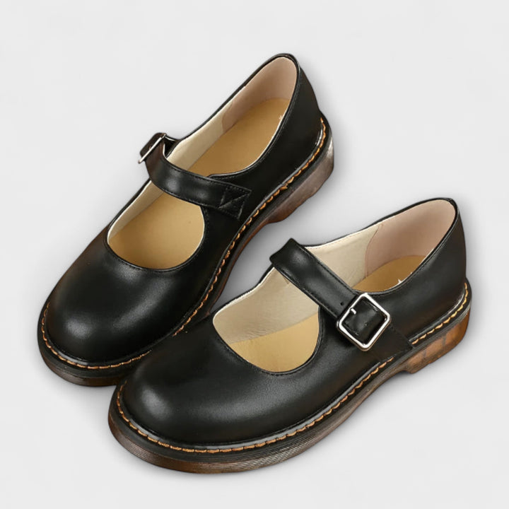 Paulina | Buty damskie Mary Jane płaskie z paskiem