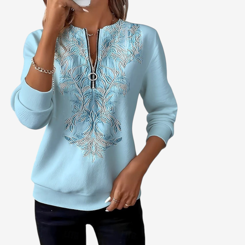 Martyna | Sweter Damski Slim Fit Z Krótkim Zamkiem